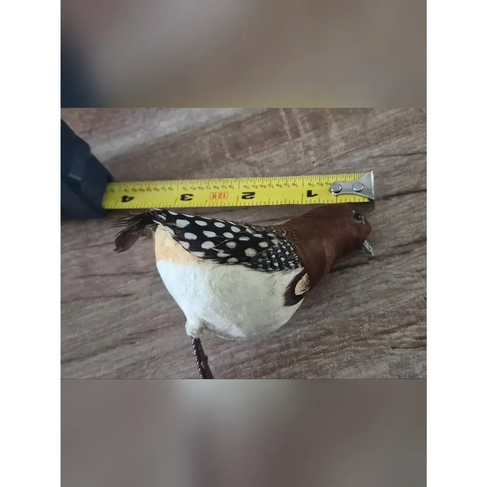Set of 2 Decorative Brown & Cream Artificial Bird Figurines - Rustic Home Decor